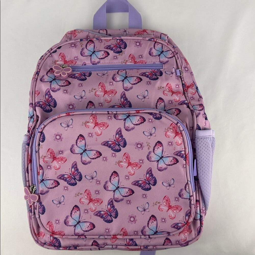 NWOT Purple & Pink Butterfly Print Kids 3-8 years old Backpack - Picture 6 of 13